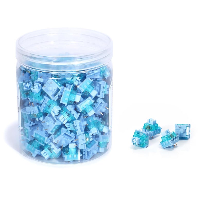 Magic-Refiner x Jelly Blue Switches for Mechanical Keyboard DIY, 50gf Tactile Keyswitch 3 Pins, Factory Pre Lubed with POM Stem Compatible for MX Mechanical Keyboard Switch Set (100PCS) - Image 1
